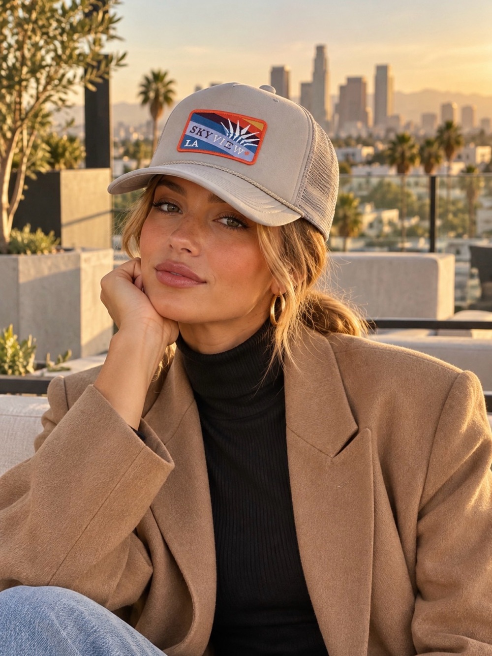 Nissun Cap Skyview LA Grey Vintage Trucker Hat Mesh
